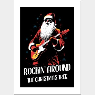 Christmas Guitar Gift Santa Claus Guitarist Funny Guitar Posters and Art